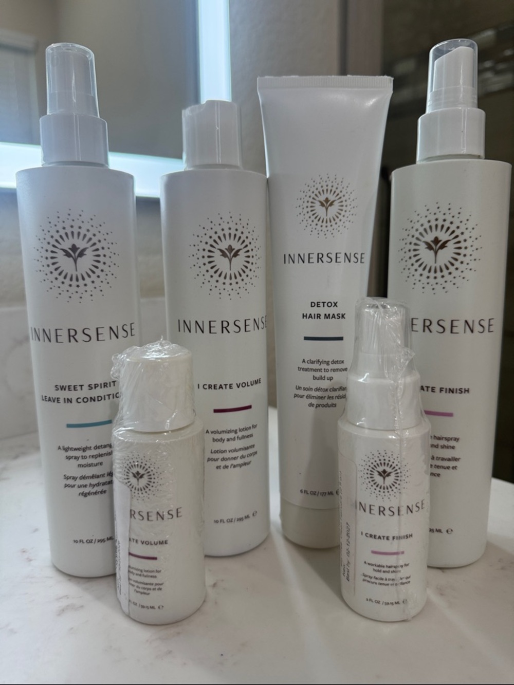 Innersense White Hair Care Set with Gold Logo Accents